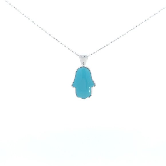 Jewelry - 18K Turquoise Hamsa Hand Pendant Necklace